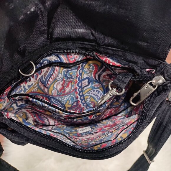 Travelon Exclusive Edition RFID Paisley Lining Black Quilted Crossbody Bag - Picture 5 of 11